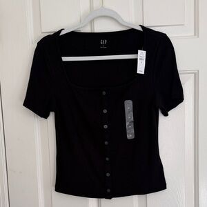GAP Women's Elegant Black Button-Down Shirt
